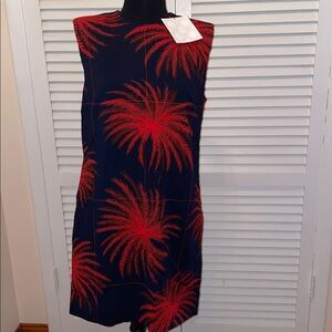 Victoria Beckham Red and Black Patterned Stretch Dress silk lining  size 10
